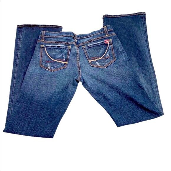 X2 Denim Laboratory Blue Denim Distressed Bootcut Jeans, Size 29 - Picture 3 of 11